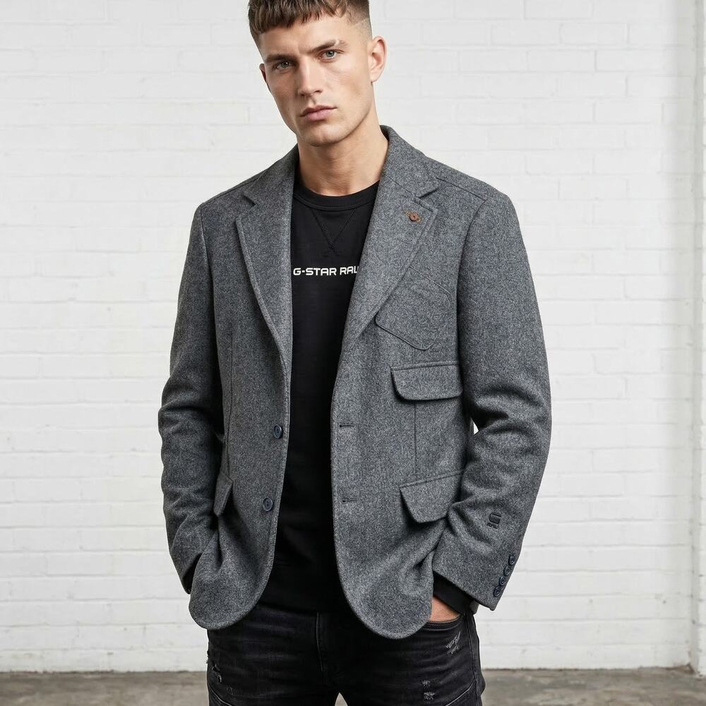G Star RAW Correctline Ruston Blazer Jacket Wool Tweed